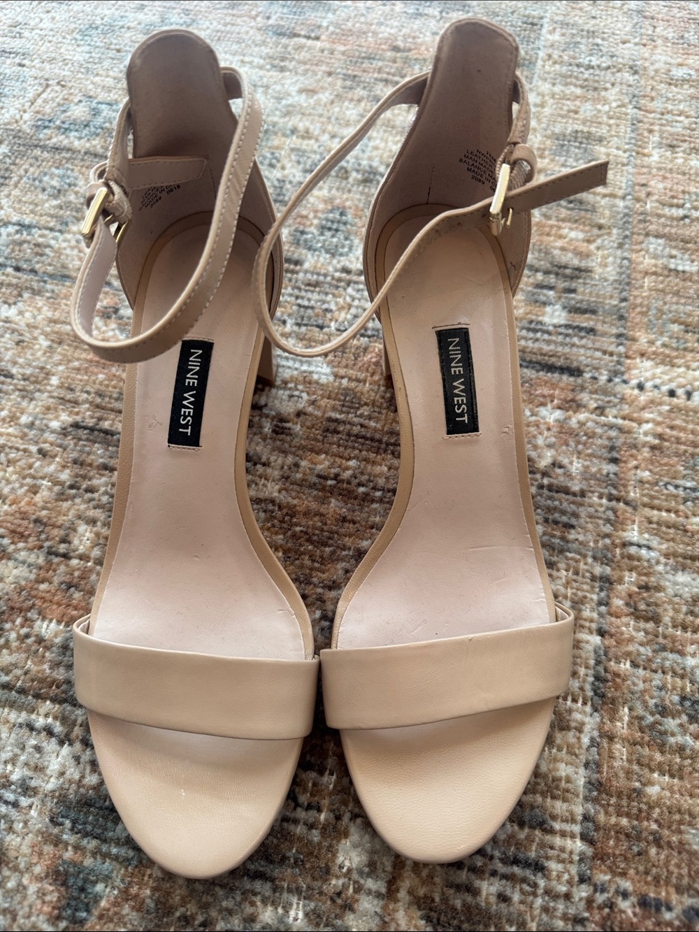 Nine West Nude/Beige Ankle-Strap Heels